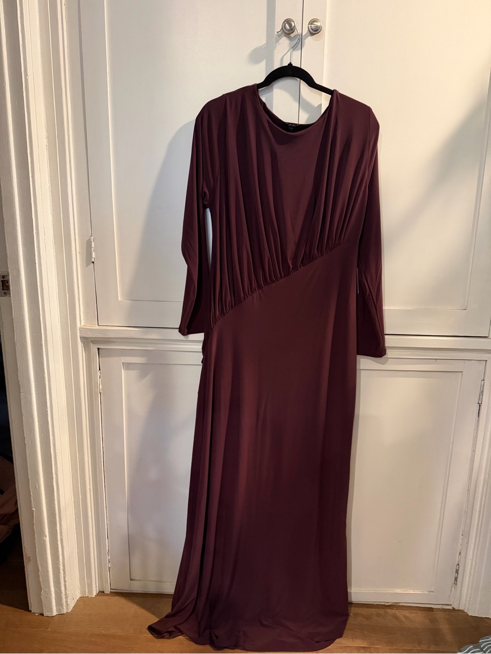 Express Long-Sleeve Maxi Dress in Burgundy